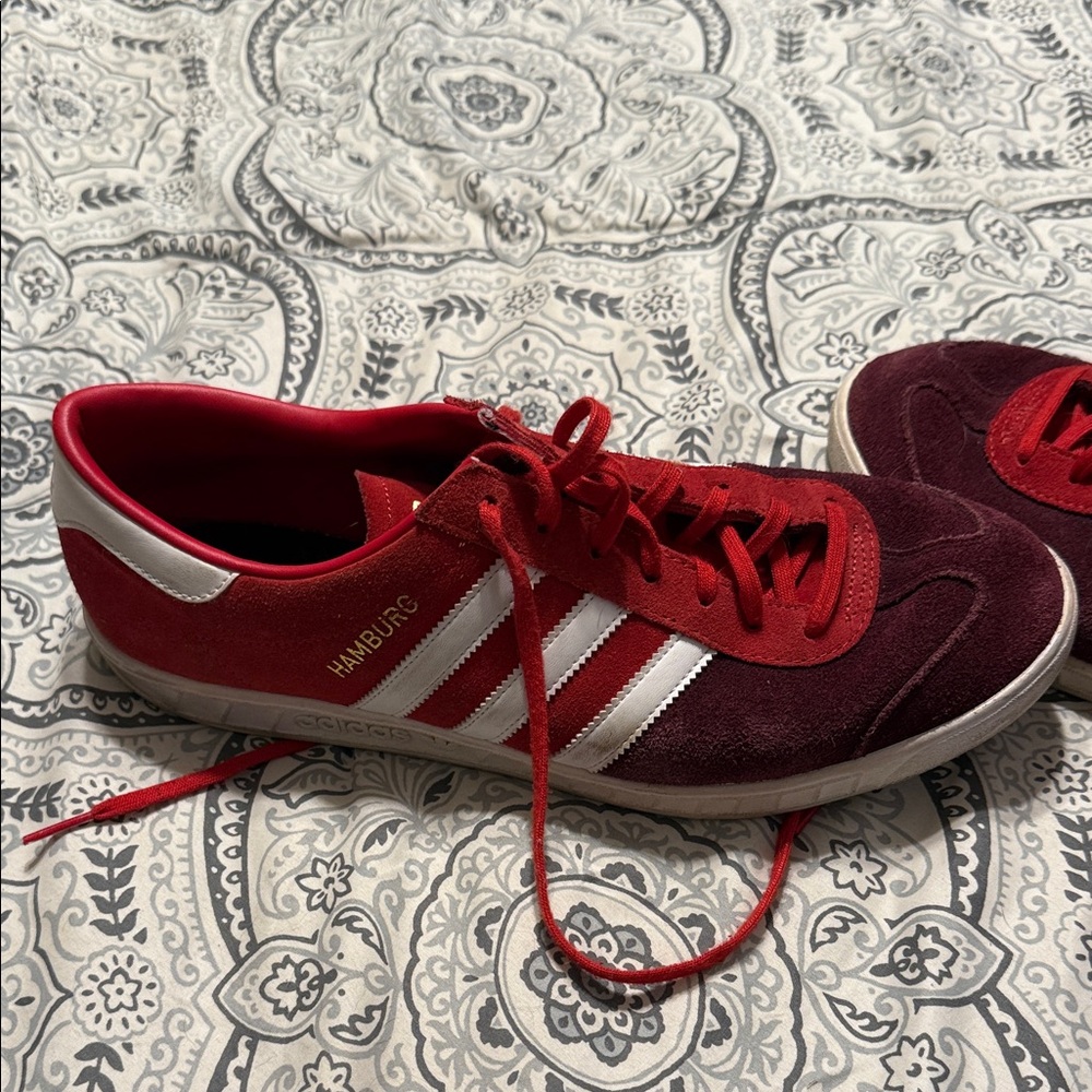 Adidas Hamburg Burgundy and White Sneakers